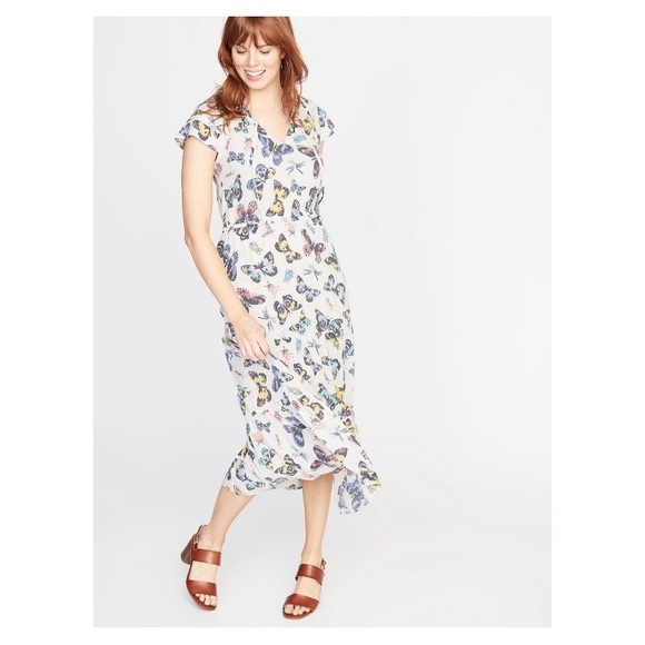 Old Navy Novelty Print Butterfly & Insects Midi/Maxi Dress Size Large - Picture 1 of 6